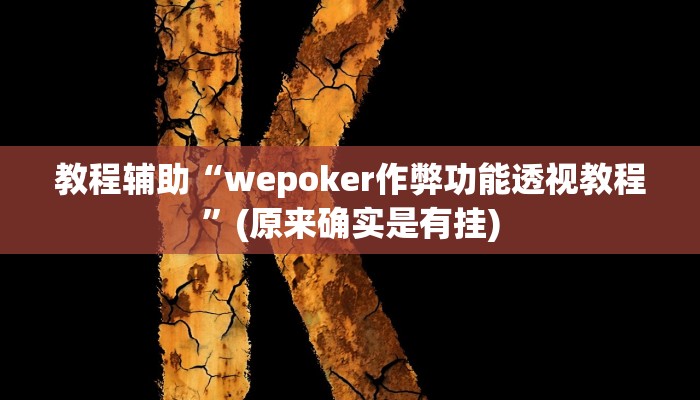 教程辅助“wepoker作弊功能透视教程”(原来确实是有挂)