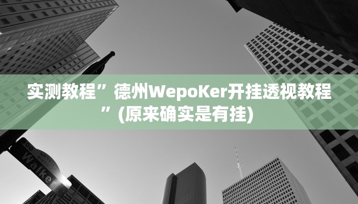 实测教程”德州wepoker辅助挂”(原来确实是有挂) 