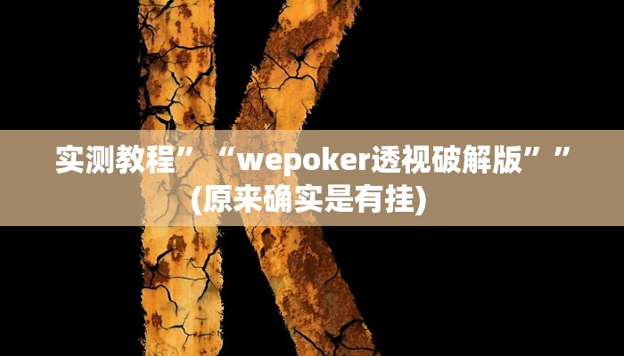 实测教程”德州局wepoker作弊挂”确实真的有挂