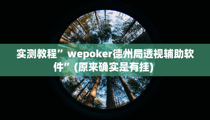 实测教程”wepoker开挂控制好牌器”确实真的有挂