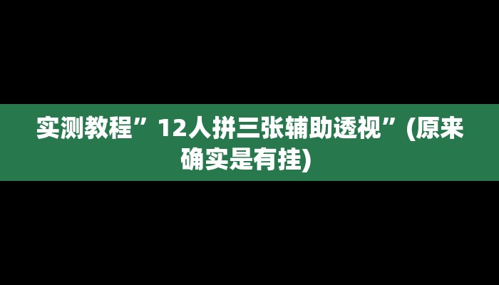 开挂辅助工具“功夫川麻透视挂辅助”其实确实有挂