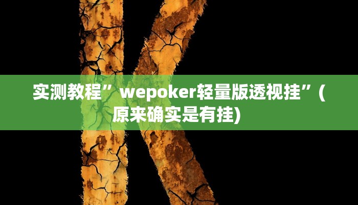 实测教程”wepoker平台透视挂辅助方法”确实真的有挂