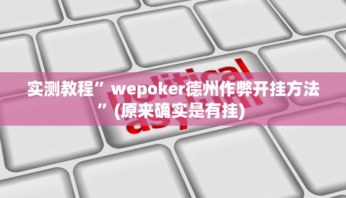 实测教程”wepoker作弊详细功能”确实真的有挂