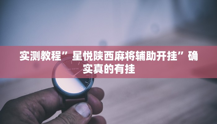 实测教程”星悦陕西麻将辅助开挂”确实真的有挂