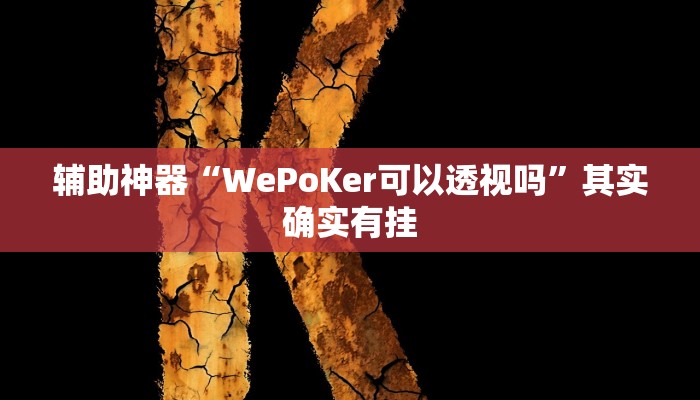 辅助神器“WePoKer可以透视吗”其实确实有挂