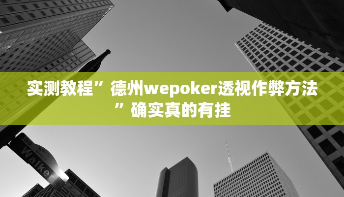 实测教程”德州wepoker透视作弊方法”确实真的有挂
