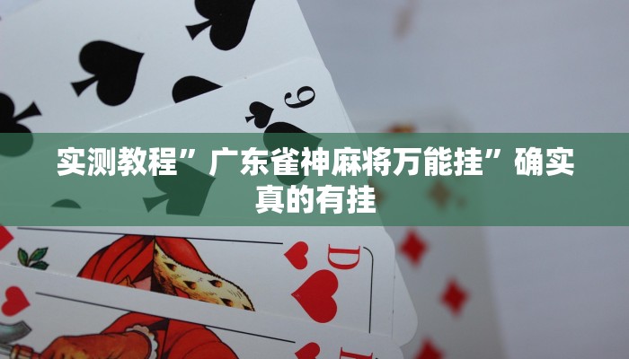 实测教程”广东雀神麻将万能挂”确实真的有挂