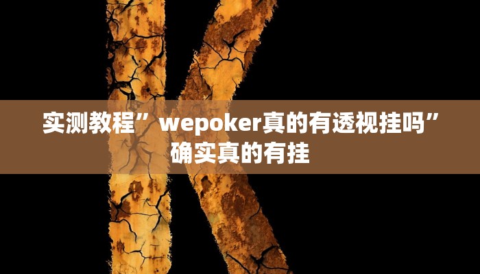 实测教程”wepoker真的有透视挂吗”确实真的有挂
