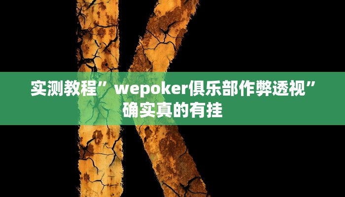 实测教程”wepoker俱乐部作弊透视”确实真的有挂