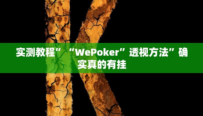 实测教程”“WePoker”透视方法”确实真的有挂