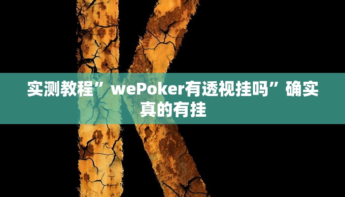 实测教程”wePoker有透视挂吗”确实真的有挂