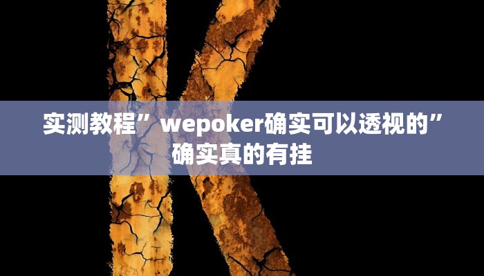 实测教程”wepoker确实可以透视的”确实真的有挂
