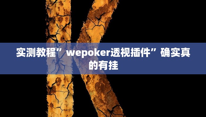 实测教程”wepoker透视插件”确实真的有挂