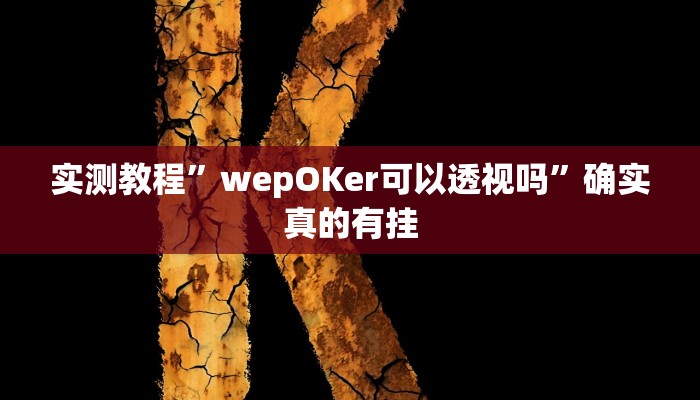 实测教程”wepOKer可以透视吗”确实真的有挂