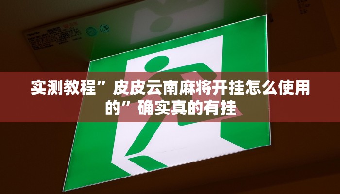 实测教程”皮皮云南麻将开挂怎么使用的”确实真的有挂