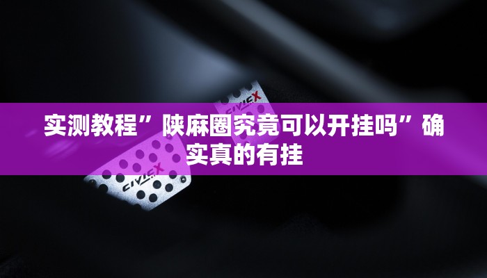 实测教程”陕麻圈究竟可以开挂吗”确实真的有挂