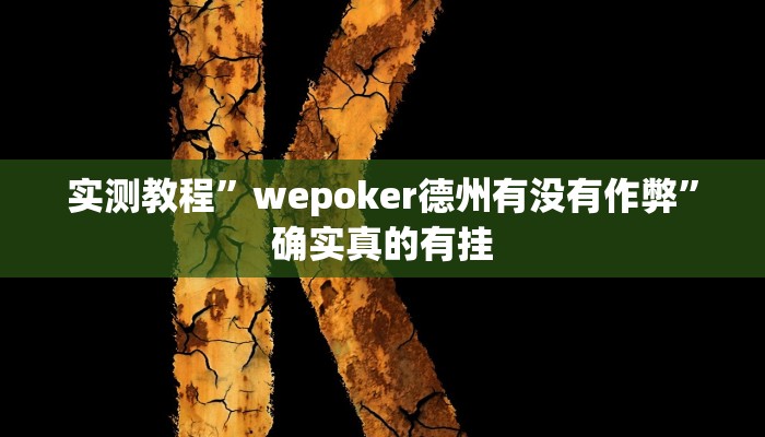 实测教程”wepoker德州有没有作弊”确实真的有挂
