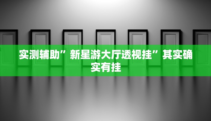 实测辅助”新星游大厅透视挂”其实确实有挂