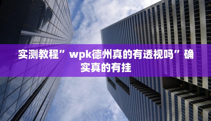 实测教程”wpk德州真的有透视吗”确实真的有挂