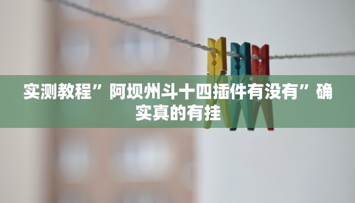实测教程”阿坝州斗十四插件有没有”确实真的有挂
