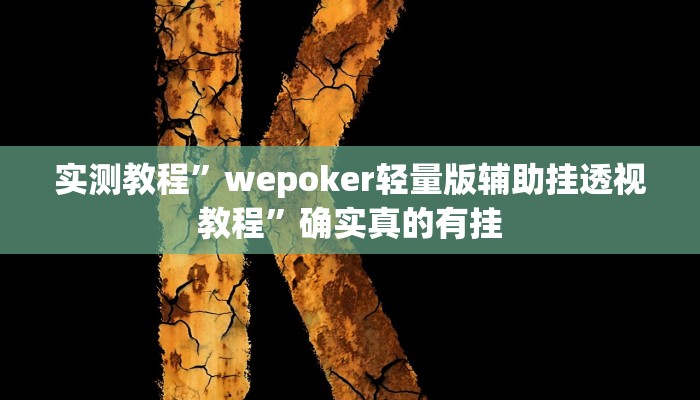 实测教程”wepoker轻量版辅助挂透视教程”确实真的有挂