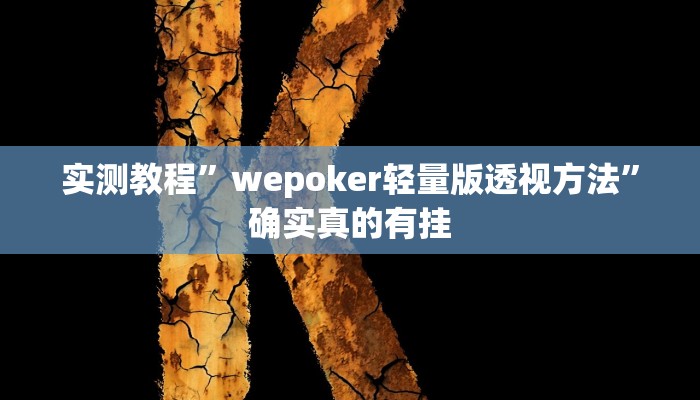 实测教程”wepoker轻量版透视方法”确实真的有挂