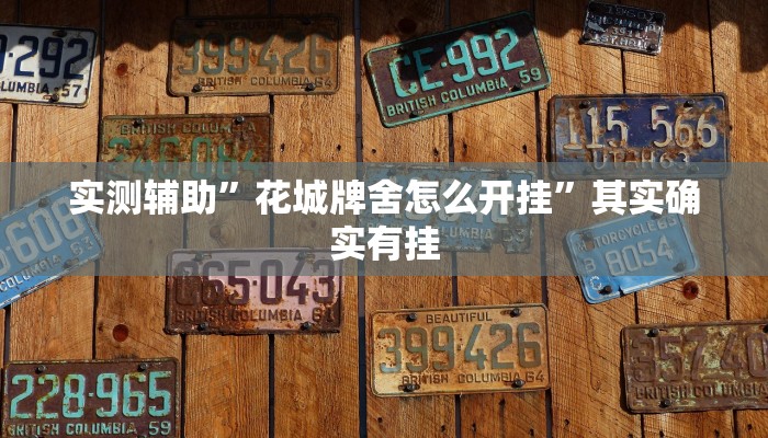 实测辅助”花城牌舍怎么开挂”其实确实有挂