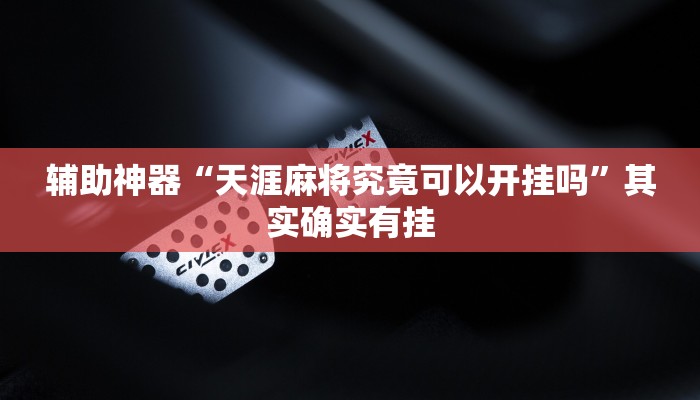 辅助神器“天涯麻将究竟可以开挂吗”其实确实有挂