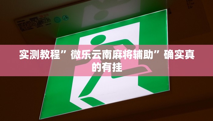 实测教程”微乐云南麻将辅助”确实真的有挂