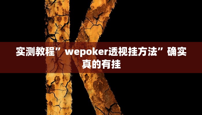 实测教程”wepoker透视挂方法”确实真的有挂