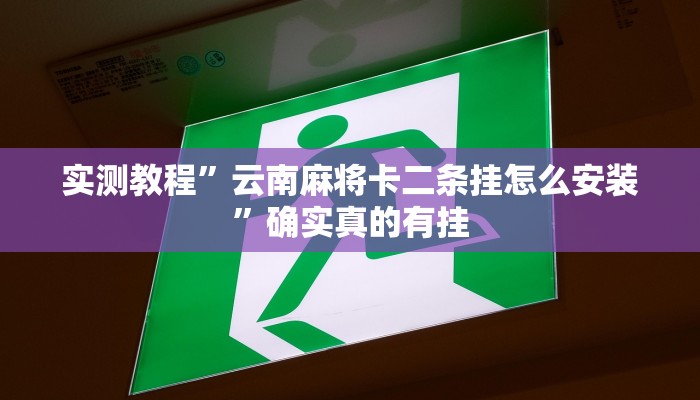实测教程”云南麻将卡二条挂怎么安装”确实真的有挂