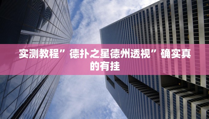 实测教程”德扑之星德州透视”确实真的有挂