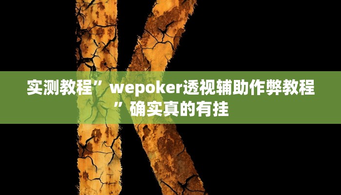 实测教程”wepoker透视辅助作弊教程”确实真的有挂