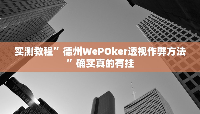 实测教程”德州WePOker透视作弊方法”确实真的有挂