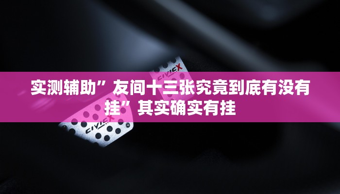 实测辅助”友间十三张究竟到底有没有挂”其实确实有挂