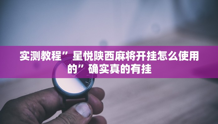 实测教程”星悦陕西麻将开挂怎么使用的”确实真的有挂