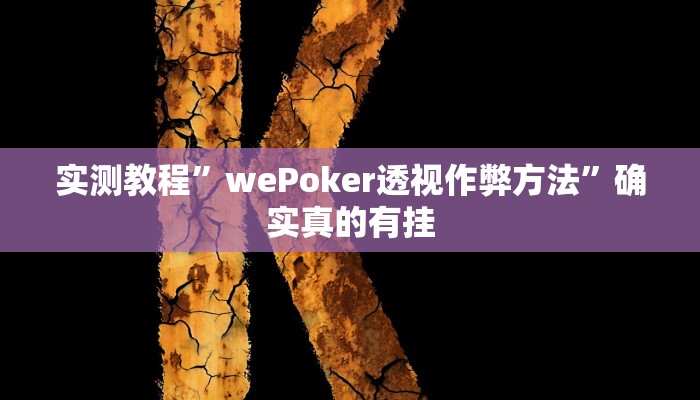 实测教程”wePoker透视作弊方法”确实真的有挂