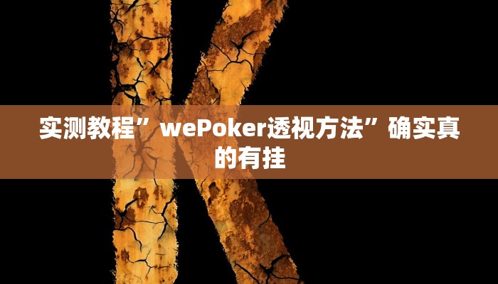 实测教程”wePoker透视方法”确实真的有挂