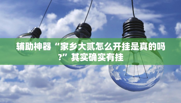 辅助神器“家乡大贰怎么开挂是真的吗?”其实确实有挂