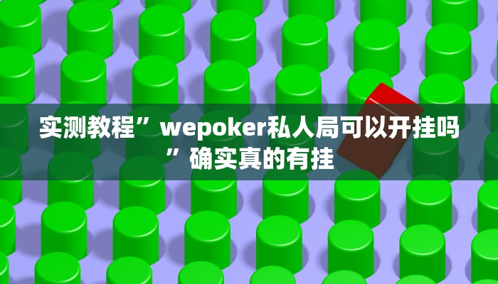 实测教程”wepoker私人局可以开挂吗”确实真的有挂