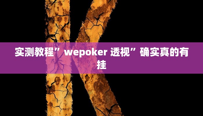 实测教程”wepoker 透视”确实真的有挂
