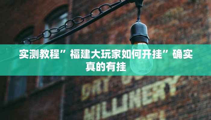 实测教程”福建大玩家如何开挂”确实真的有挂