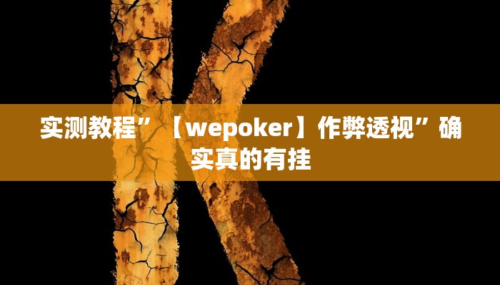实测教程”【wepoker】作弊透视”确实真的有挂