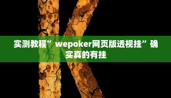 实测教程”wepoker网页版透视挂”确实真的有挂