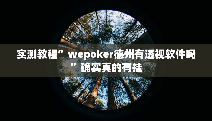 实测教程”wepoker德州有透视软件吗”确实真的有挂